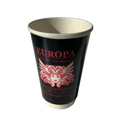 Cina 16 oz compostabili personalizzati coppe a doppia parete isolato nero a base acquosa in vendita