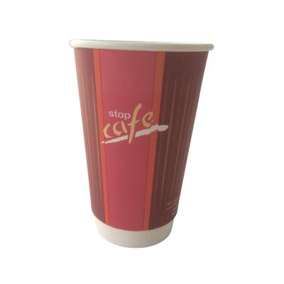 China 16 Oz Red Coffee Disposable Cups Compostable Aqueous Coated Double Wall for sale