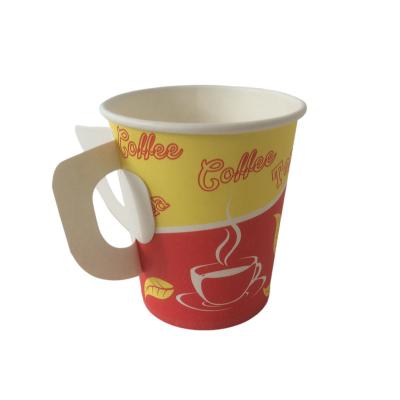 China 7 Oz PE Coating Single Wall Hot Cup Disposable Custom Printed With Handle for sale