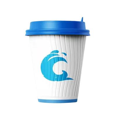 China Custom 8 Oz Triple Wall Coffee Cups Waterborne Coated Ripple Paper Cup for sale