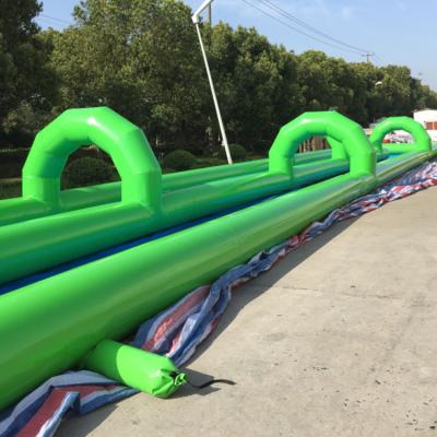 China PVC0.55mm Double Lanes Air Sealed Inflatable Water Slip N Slide Summer City Slide for sale