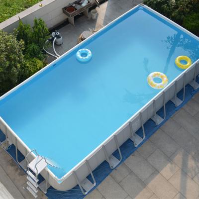 China 0.9mm PVC Tarpaulin PVC Metal Frame Portable Foldable Inflatable Rectangular Swimming Pool for sale