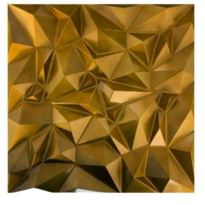 China Modern Waterproof Textured Interior Gold Color Decorative Mirror 3d Wall Art Panel for sale