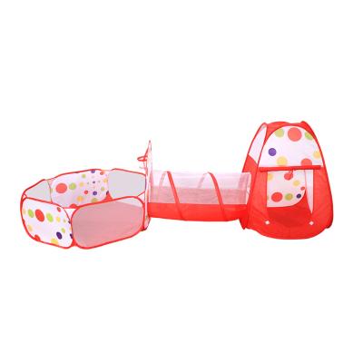 China Mini 3 in 1 Dot redFoldable House Wholesale Ocean Ball Pool Shooting Baby Child Kids Prince toys tunnel Tent for sale