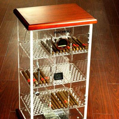 China Acrylic constant humidty electric display cigar humidor storage cabinet for sale