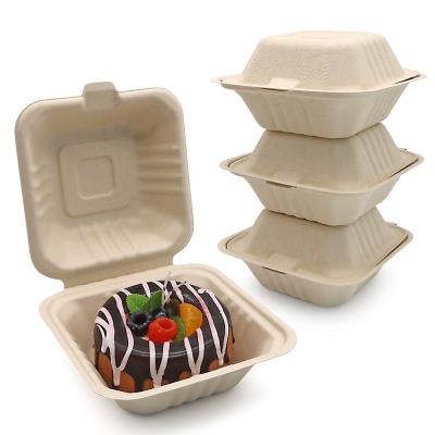 China Disposable Folding Bagasse Sugar Cane Container Food Packaging Box Biodegradable Biodegradable Food Boxes for sale