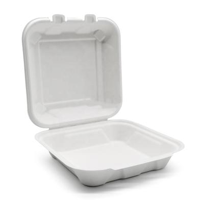 China Traditional 850ml Microwave Greaseproof Bagasse Biodegradable Container Take Out Lunch Food Disposable Packing Box for sale