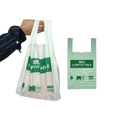 China 100% eco print custom wholesale biodegradable retail packaging biodegradable shopping compostable T-shirt plastic bags waste bags for sale