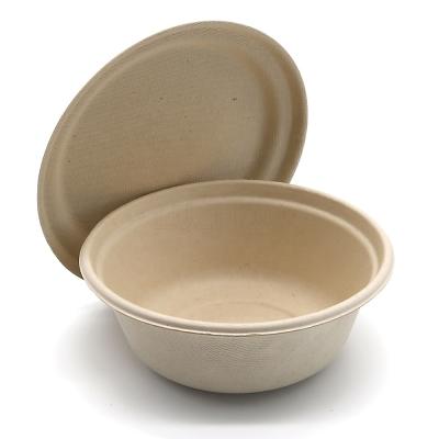 China Traditional Customizable 350ML Bowl With Lid Biodegradable Sugarcane Food Packaging 100% Bagasse Bowl (Narrow Side) for sale