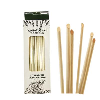 China Drinkng Eco Long Drinking Straws Portable Wholesale 100% Biodegradable Compostable Fresh Natural Wheat Straws for sale