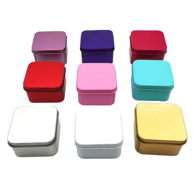 China Custom Logo Spot Square Tinplate Recyclable Can Candy Box For Wedding Supplies Solid Color Gift Boxes for sale