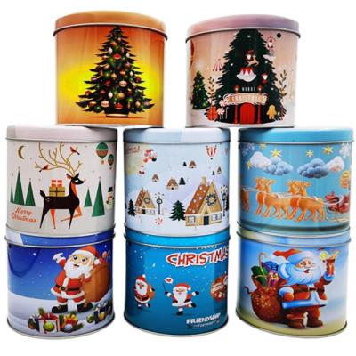 China Factory Direct Sale Christmas Box Eco-friendly Materials Joy Round Tinplate Packaging Boxes Metal Cheap Gift Boxes for sale