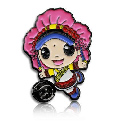 China 2020 Cute Custom Cartoon 3D Girl Style Lapel Pin Badge Metal New Magnetic Logo for sale