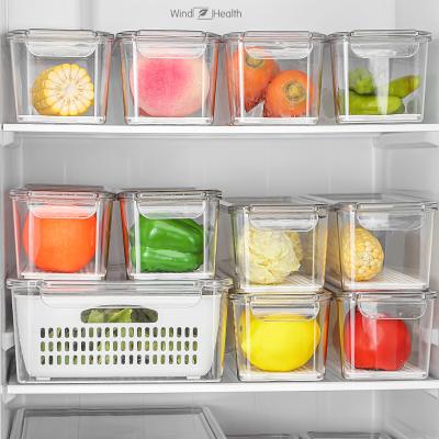 China Transparent Freshness Keeping Food Storage Bin Kitchen Fridge Organizer With Filter for sale