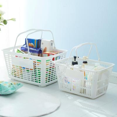 China Sustainable Plastic Shopping Basket Storage Basket With Handle Storage Plastic Organizer for sale