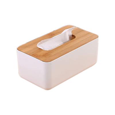 China Sustainable Tissue Box Holder With Bamboo Lid Tissue Dispenser Box for sale