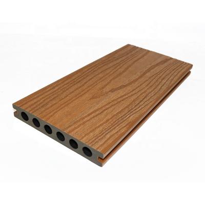 China Waterproof Wood Grain 3D Wood Plastic Composite Wood Decking Co-extrusion Teak Decking Dinner Wpc Outdoor Garden Flooring for sale