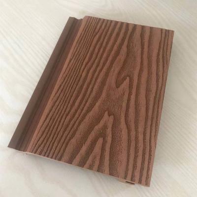 China ECO-Friendly+fireproof+waterproof Deep Embossing 3D Wood Grain Wall Panel PE WPC House Garden Wall Cladding Plastic Composite Exterior Wall Panel for sale