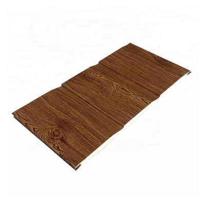 China Decorative Exterior Wall Panels Modern Sandwich Polyurethane Wood Grain for sale