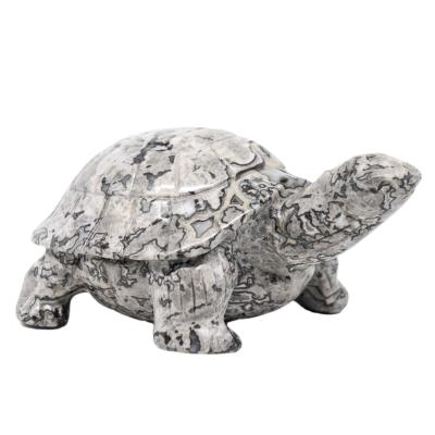 China China Folk Craft Natural Hand Carved Natural Gemstone Picasso Jasper Turtle Crystal Sculpture For Home Decoration for sale