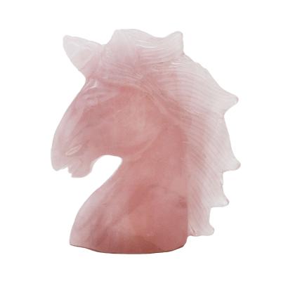 China China Reiki Gemstone Healing Stone Unicorn Sculpture For Home Decoration from Crystal Hand Carved Rose Quartz for sale