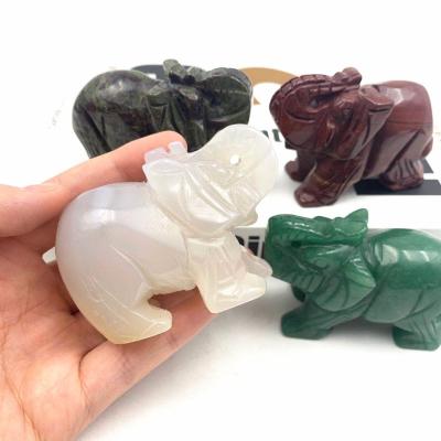 China Wholesale Natural China Gemstone Hand Engraving Folk Elephant Crystal Animal For Healing Crafts for sale