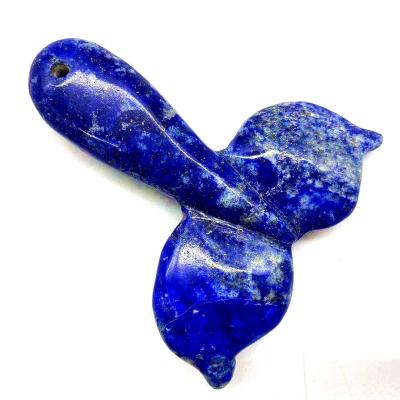 China China Hot Sale Natural Gemstone Hand Carved Fishtail Crystal Pendant Necklace Healing Crystal Carving Animal Lapis Lazuli for sale