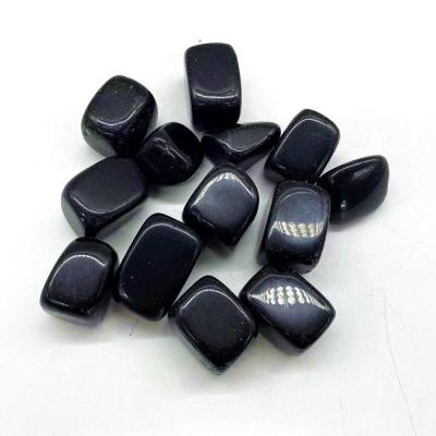 China Wholesale Natural China Crystal Tumbled Stone Reiki Gemstone Gravel Polished Healing Black Obsidian Stone For Crafts for sale