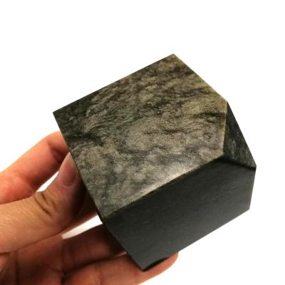 China High quality natural obsidian crystal cube gold china folk crystal therapy crafts for feng shui decoration for sale