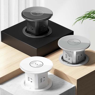 Cina water proof electrical power socket outlet universal plug intelligent kitchen pop up socket with top wireless charger in vendita