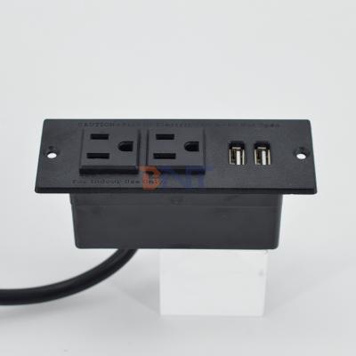 中国 Recessed Power Strip US standard Desk Mountable Power socket 2 Outlets & 2 USB Type A socket for Cabinet Sofa 販売のため