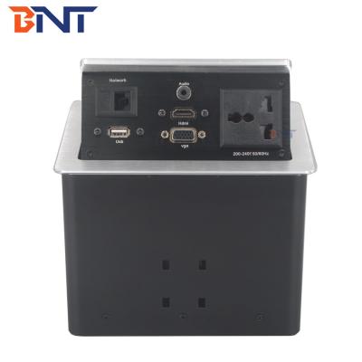 China Multi Function Countertop Pop Up Electrical Outlet Matte Black Color With HDMI / VGA for sale