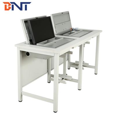 China Handflip up student computer desk met PC-Groef Te koop