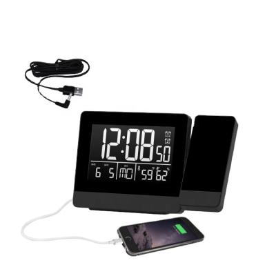 China Multifunction calendars projection clock with indoor temperature& humidity and USB phone charging for sale