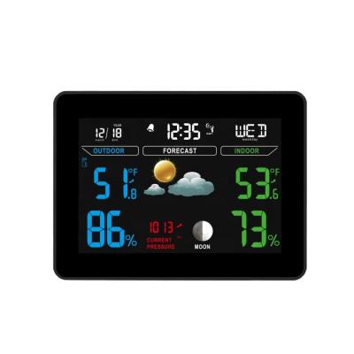 China Home Electronic Barometer Alarm Clock Color Screen Digital Weather Station With Wireless Sensor for sale