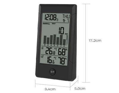 China Sale Weather Station Rainfall Thermometer Digital LCD Display Wireless Indoor Outdoor Rain Gauge for sale