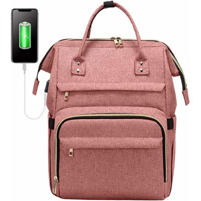 China With USB Factory Diaper Backpack Laptop Backpack For Women Fashion Travel Bags Business Computer Purse Work Bag With USB Port for sale