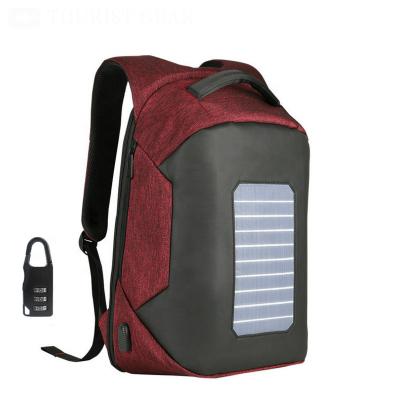 China With USB Designer Bagpack Mens Mochila Solar Powered USB Laptop Backpack Men Charging Anti Theft Travel Backpack 15.6