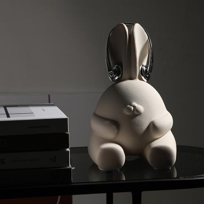 China Minimalist Home Decorative Cute Rabbit Decoration Resin Sculpture Room Animal Ornaments Ware for sale