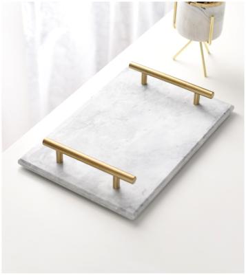 China Handmade Natural Marble Stone Decor Serving Trays Nordic Marble Bathroom Trays for sale