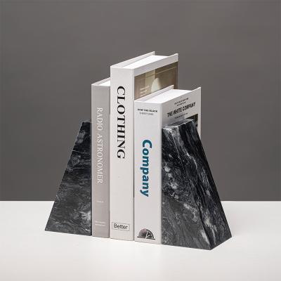 China Minimalist Marble Bookends Bookends Design Triangular Stand Customizable Marble Bookends Stand for sale