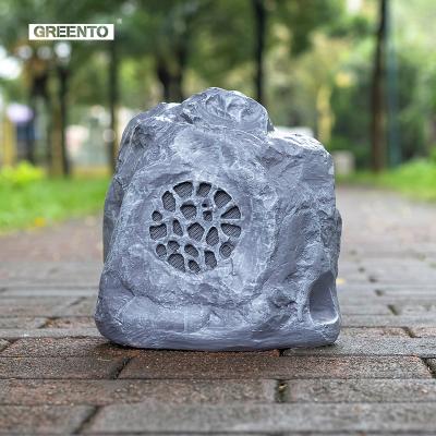 China OEM ODM Factory 20w Outdoor Stone Shaped Solar Outdoor Waterproof Yard Speaker Multi Sync Rock Garden Speaker for sale