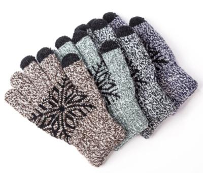 China Custom Jacquard Hemp Knit Gloves Mens Winter Gloves Cheap Winter Gloves for sale