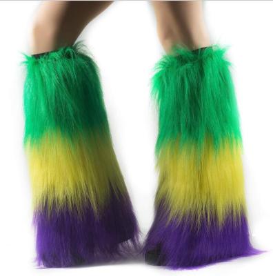 China 2021 New Design Faux Fur 100% Fur Leg Warmer For Mardi Gras OEM Party Cosplay Leg Girl Fur Leg Warmer for sale