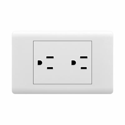 China Residential / Multipurpose White PC Plastic Double Grounding 2 Pin Flat Duplex Socket Toma Socket For Home for sale