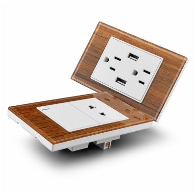 China Good Quality Residential / Multipurpose American Wall Grounding Socket With Two USB Charger Port 2.1amp for sale