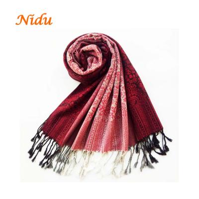 China Paisley Jacquard Gradient Scarf Viscous Elegant Indian Reversible Traditional Shawls for sale