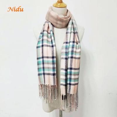 China Cashmere Feel Classic Lady Timeless Elegant Pashmina Scarf Soft Grid Pattern for sale