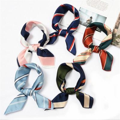 China Square Women's Neck Scarf 50X50cm Dots Floral Striped Neckerchief Decorative Scarf for sale