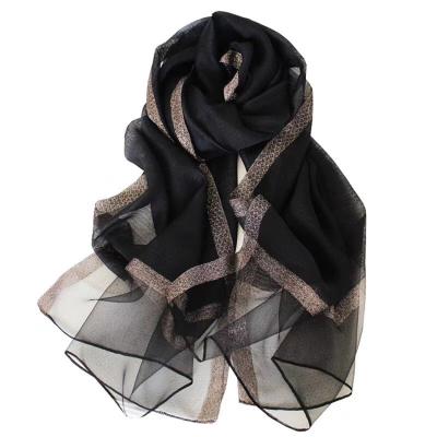 China Silk + Viscous Factory Manufacturing Line Of Graceful Diamond Glitter Silk Scarf For Lady for sale